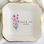 Flower Wedding Jewelry Dish, Customized Flower Ring Dish, Personalized Jewelry Dish, Engagement Gift, Bridesmaids Gift, Ring Tray Gift