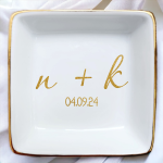 Name Customized Ring Dish, Personalized Engagement Gift, Initial Date Ring Dish, Gift For Bride and Groom, Bridesmaid Proposal Gift, Anniversary Gift 3