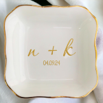 Name Customized Ring Dish, Personalized Engagement Gift, Initial Date Ring Dish, Gift For Bride and Groom, Bridesmaid Proposal Gift, Anniversary Gift 3