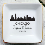 Personalized City Skyline Ring Dish, Wedding Ring Dish, City Trinket Dish, Anniversary Gift, Gift For Couple, New York City Skyline 2