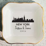 Personalized City Skyline Ring Dish, Wedding Ring Dish, City Trinket Dish, Anniversary Gift, Gift For Couple, New York City Skyline 2