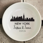 Personalized City Skyline Ring Dish, Wedding Ring Dish, City Trinket Dish, Anniversary Gift, Gift For Couple, New York City Skyline 2