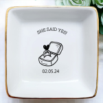 She Said Yes Ring Dish, Personalized Bridesmaid Gifts, Bridesmaid Jewelry Box, Personalized Ring Dish, Personalized Jewelry Dish, Proposed Gift 3