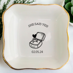 She Said Yes Ring Dish, Personalized Bridesmaid Gifts, Bridesmaid Jewelry Box, Personalized Ring Dish, Personalized Jewelry Dish, Proposed Gift 3